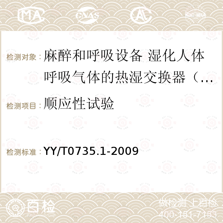 順應性試驗 麻醉和呼吸設備 濕化人體呼吸氣體的熱濕交換器（HME）第1部分：用于最小潮氣量為250mL的HME