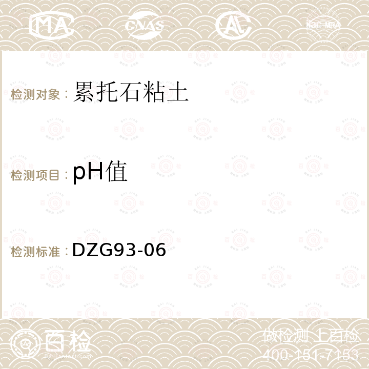 pH值 岩石和矿石分析规程 （第二分册）非金属矿物化性能测试规程 累托石粘土