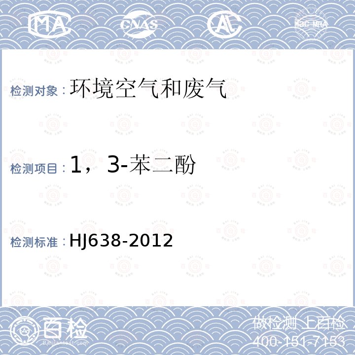 1，3-苯二酚 環境空氣 酚類化合物的測定 高效液相色譜法