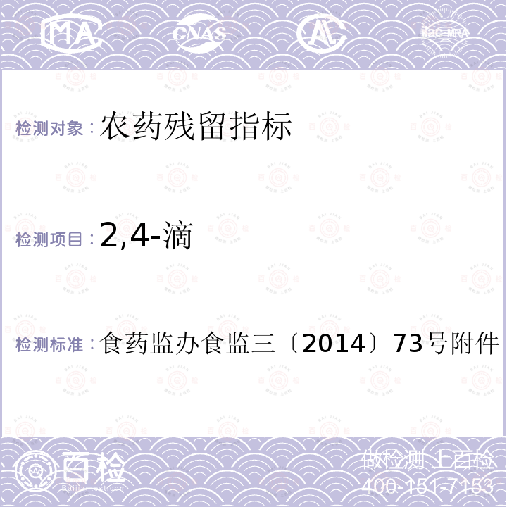 2,4-滴 食药监办食监三〔2014〕73号附件 食品安全监督抽检和风险监测指定检验方法 豆芽中植物生长调节剂残留检测方法