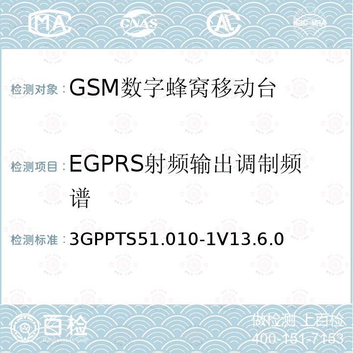 EGPRS射频输出调制频谱 第三代合作伙伴计划；技术规范组 无线电接入网络；数字蜂窝移动通信系统 (2+阶段)；移动台一致性技术规范；第一部分: 一致性技术规范(Release 13)