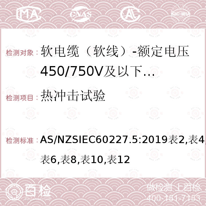 热冲击试验 额定电压450/750V及以下聚氯乙烯绝缘电缆 第5部分：软电缆（软线）