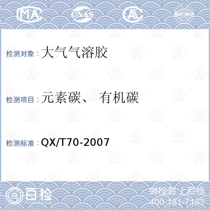 元素碳、 有机碳 大气气溶胶元素碳与有机碳测定 热光分析方法