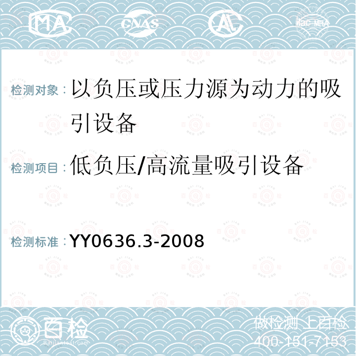 低負壓/高流量吸引設備 醫(yī)用吸引設備 第3部分：以負壓或壓力源為動力的吸引設備
