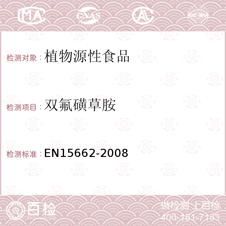 雙氟磺草胺 植物源性食物中農藥殘留檢測 GC-MS 和/或LC-MS/MS法（乙腈提取/基質分散凈化 QuEChERS-方法）