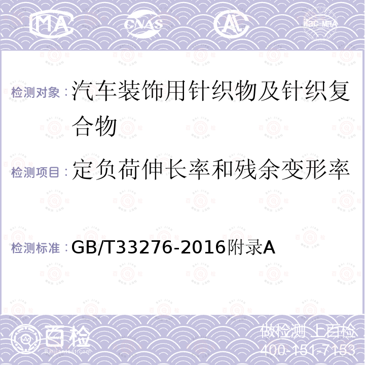 定负荷伸长率和残余变形率 汽车装饰用针织物及针织复合物