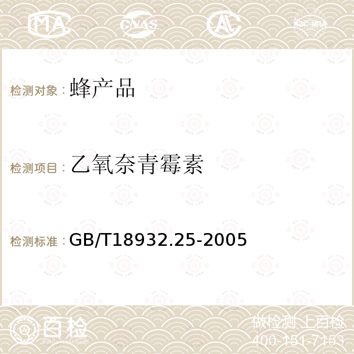 乙氧奈青霉素 蜂蜜中青霉素G、青霉素V、乙氧奈青霉素、苯唑青霉素、邻氯青霉素、双氯青霉素残留量的测定方法 液相色谱一串联质谱法