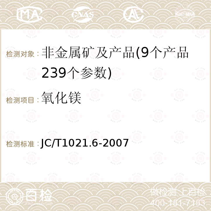 氧化镁 非金属矿物岩石化学分析方法 第9部分 萤石矿化学分析方法