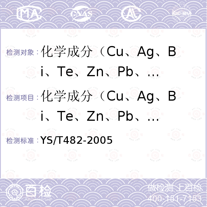 化学成分（Cu、Ag、Bi、Te、Zn、Pb、Cd、As） 铜及铜合金分析方法 光电发射光谱法