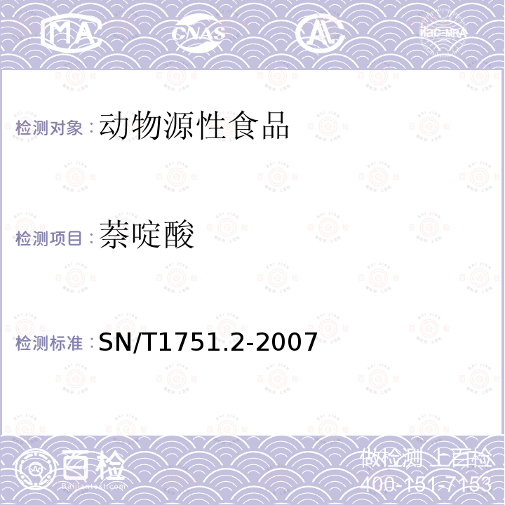萘啶酸 進出口動物源食品中喹諾酮類藥物殘留量檢測方法