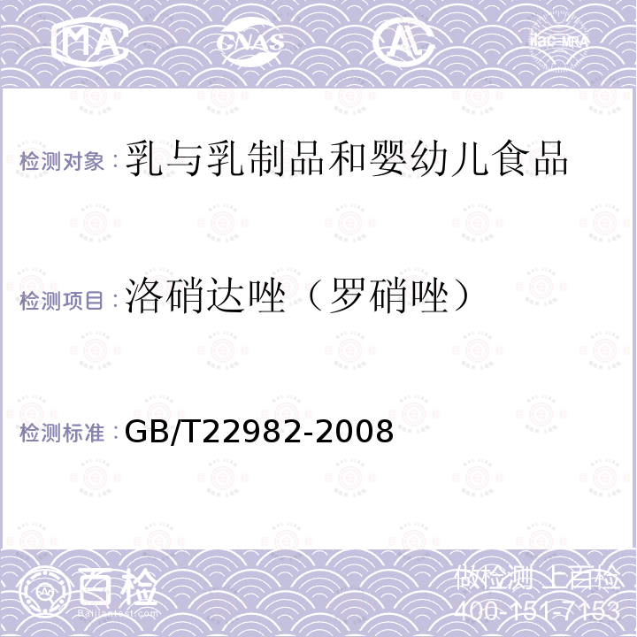 洛硝达唑（罗硝唑） 牛奶和奶粉中甲硝唑、洛硝哒唑、二甲硝唑及其代谢物残留量的测定 液相色谱串联质谱法本标准