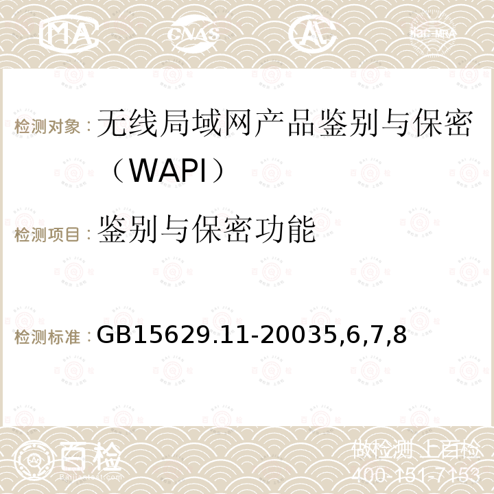 鉴别与保密功能 信息技术 系统间远程通信和信息交换 局域网城域网 特定要求 第 11 部分：无线 局域网媒体访问控制和物理层规范