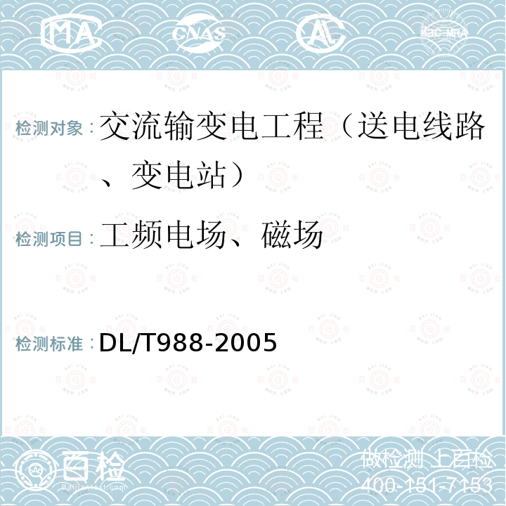 工频电场、磁场 高压交流架空送电线路、变电站 工频电场和磁场测量方法