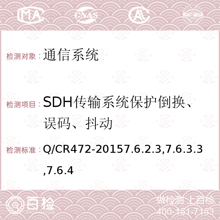 SDH传输系统保护倒换、误码、抖动 高速铁路联调联试及运行试验技术规范