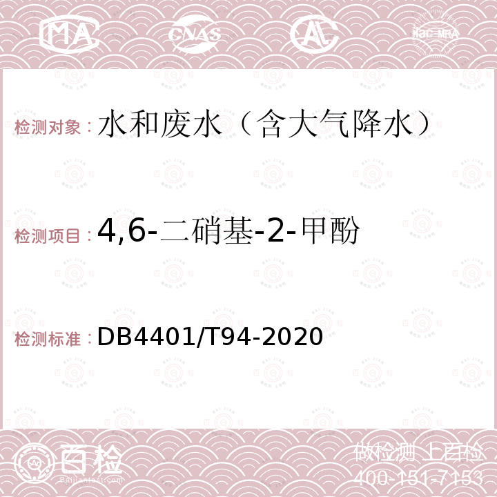 4,6-二硝基-2-甲酚 水质 半挥发性有机物的测定 液液萃取-气相色谱/质谱法