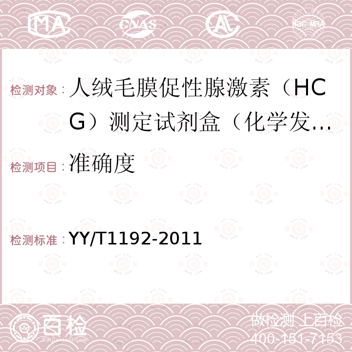 准确度 人绒毛膜促性腺激素(HCG)定量测定试剂盒(化学发光免疫分析法)