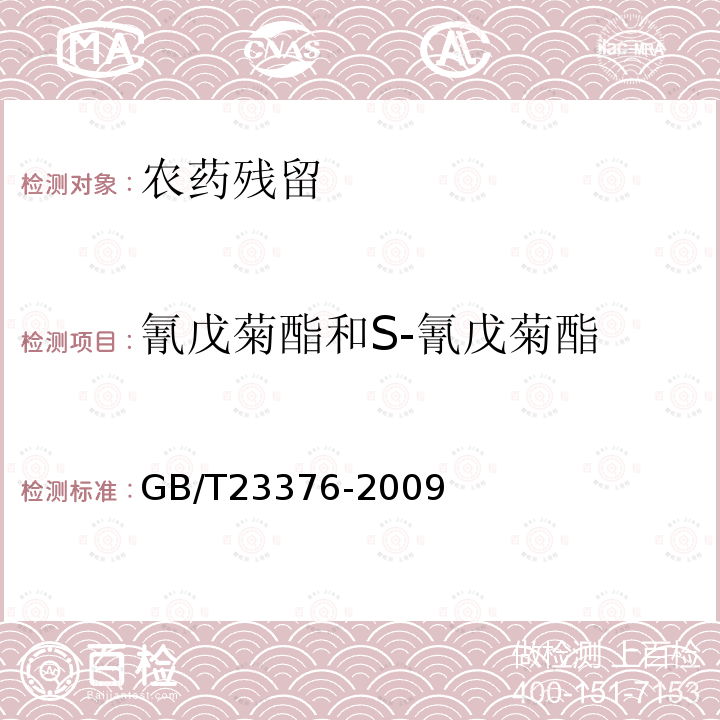 氰戊菊酯和S-氰戊菊酯 茶叶中农药多残留测定 气相色谱/质谱法