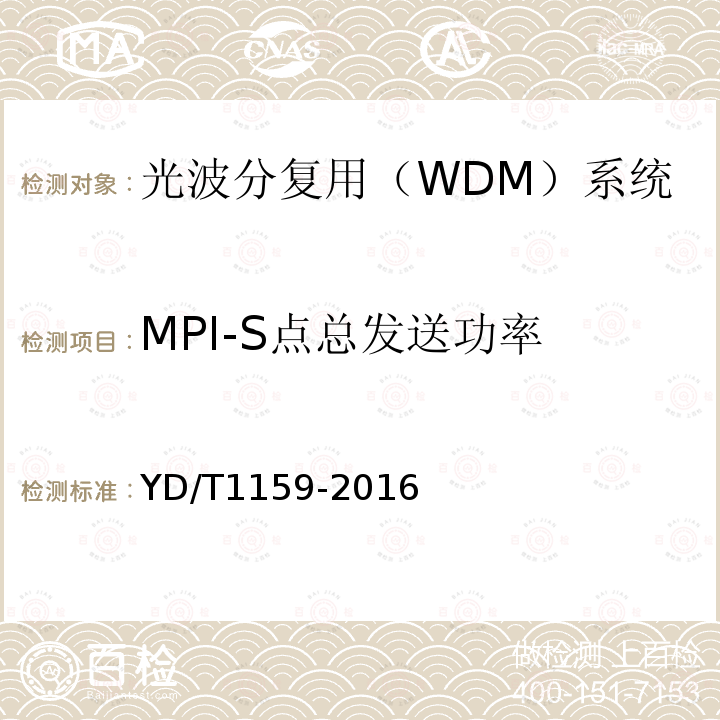 MPI-S点总发送功率 光波分复用（WDM）系统测试方法