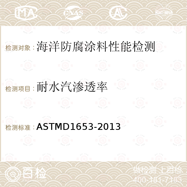 耐水汽渗透率 ASTM D1653-2013 有机涂膜水蒸汽透过性试验方法