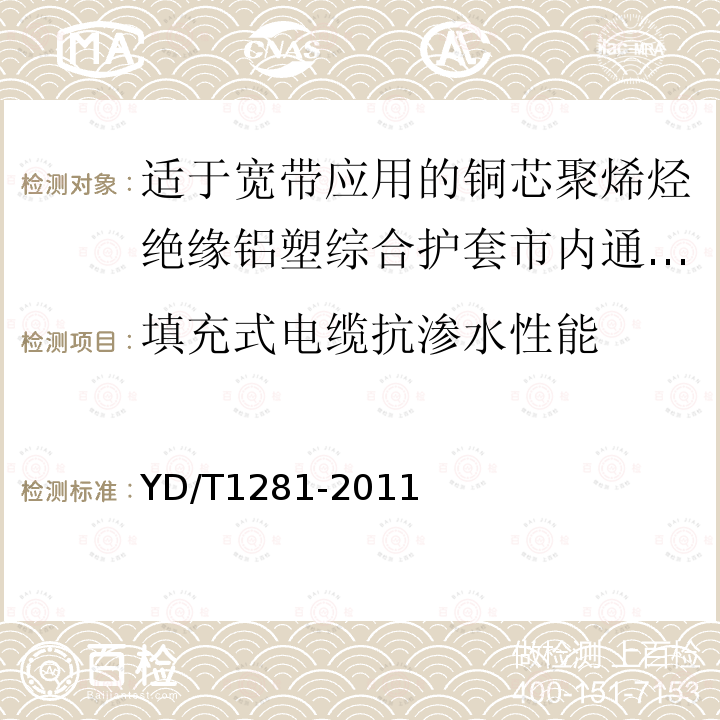 填充式电缆抗渗水性能 适于宽带应用的铜芯聚烯烃绝缘铝塑综合护套市内通信电缆