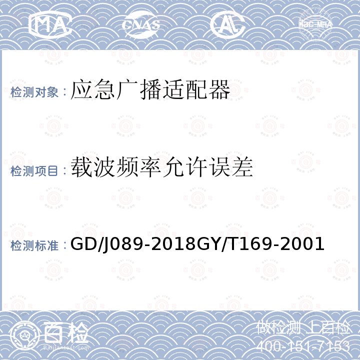 载波频率允许误差 应急广播大喇叭系统技术规范
米波调频广播发射机技术要求和测量方法