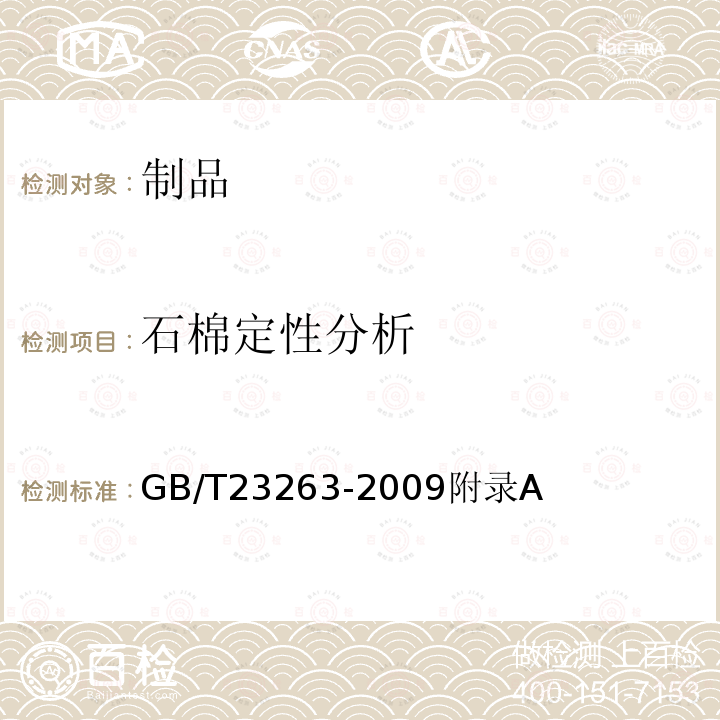 石棉定性分析 制品中石棉含量测定方法