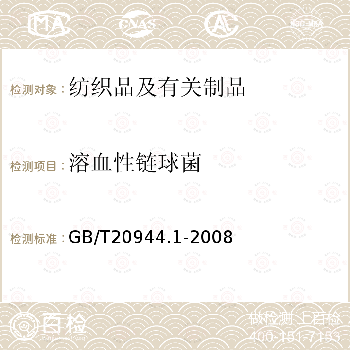 溶血性鏈球菌 紡織品 抗菌性能的評價 第1部分：瓊脂平皿擴散法