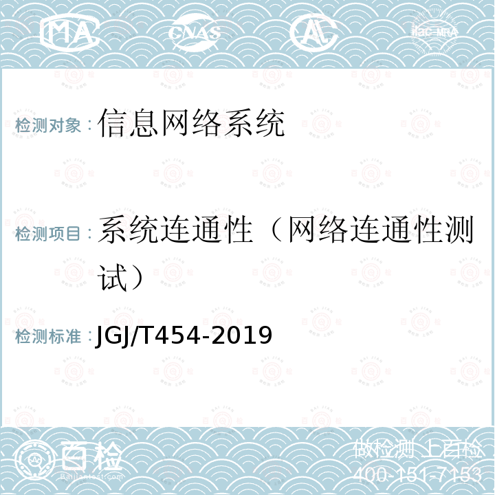 系统连通性（网络连通性测试） 智能建筑工程质量检测标准