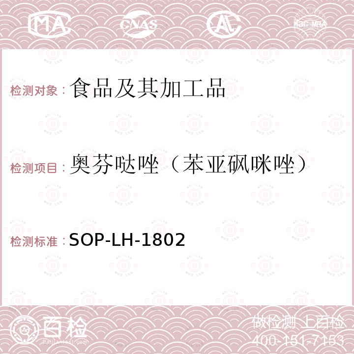 奥芬哒唑（苯亚砜咪唑） 动物源性食品中多种药物残留的筛查方法—液相色谱-高分辨质谱法