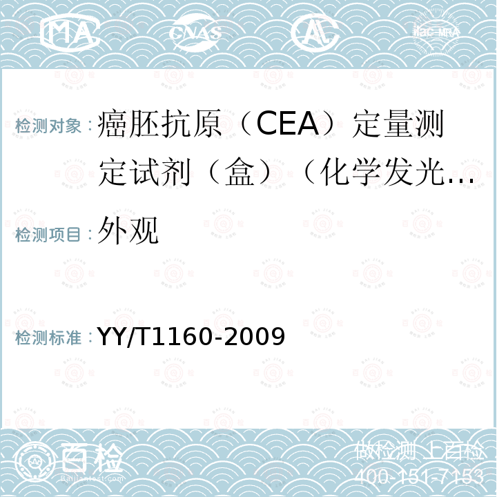 外观 癌胚抗原（CEA）定量测定试剂（盒）（化学发光免疫分析法）