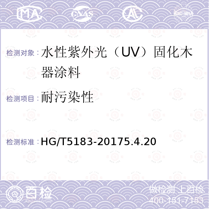 耐污染性 水性紫外光（UV）固化木器涂料