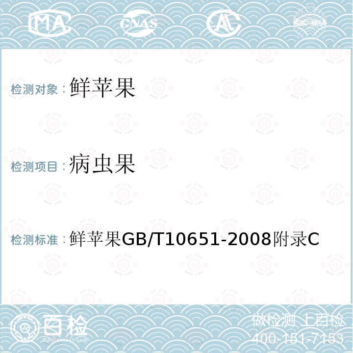 病虫果 鲜苹果 GB/T 10651-2008 附录C