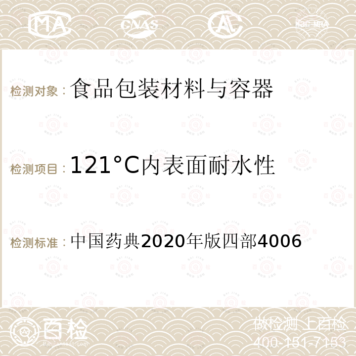 121°C内表面耐水性 中国药典2020年版四部4006 内表面耐水性测定法和分级