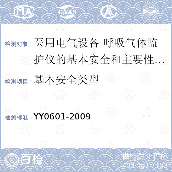 基本安全类型 医用电气设备 呼吸气体监护仪的基本安全和主要性能专用要求