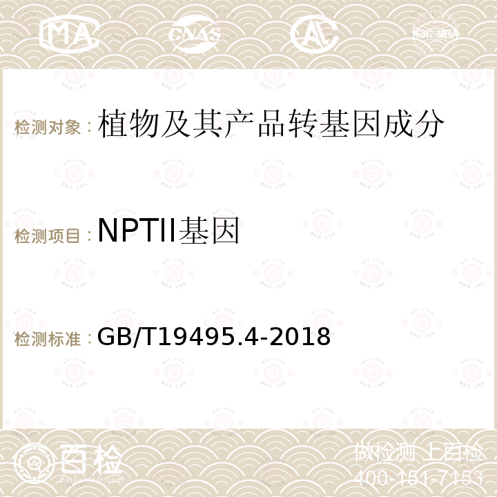 NPTII基因 转基因产品检测 实时荧光定性聚合酶链式反应（PCR）检测方法