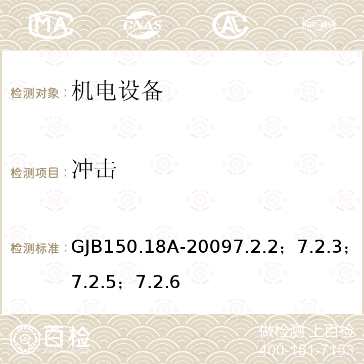 冲击 军用装备实验室环境实验方法第18部分：冲击试验