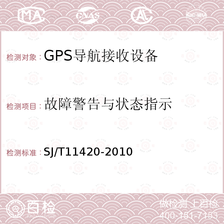 故障警告与状态指示 GPS导航接收设备通用规范