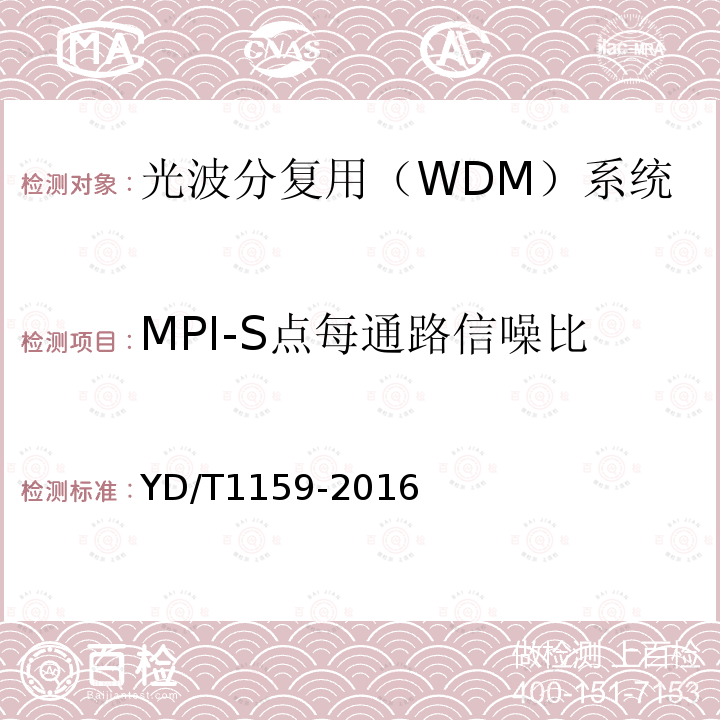 MPI-S点每通路信噪比 光波分复用（WDM）系统测试方法