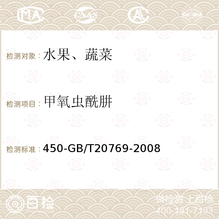 甲氧蟲酰肼 水果和蔬菜中種農藥及相關化學品殘留量的測定液相色譜串聯質譜法
