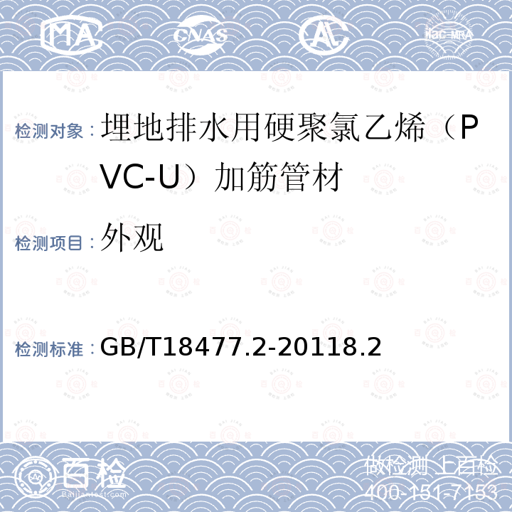 外观 埋地排水用硬聚氯乙烯（PVC-U）结构壁管道系统 第2部分：加筋管材