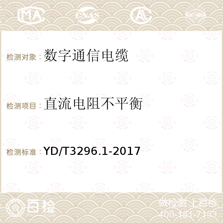 直流电阻不平衡 数字通信用聚烯烃绝缘室外对绞电缆 第1部分：总则