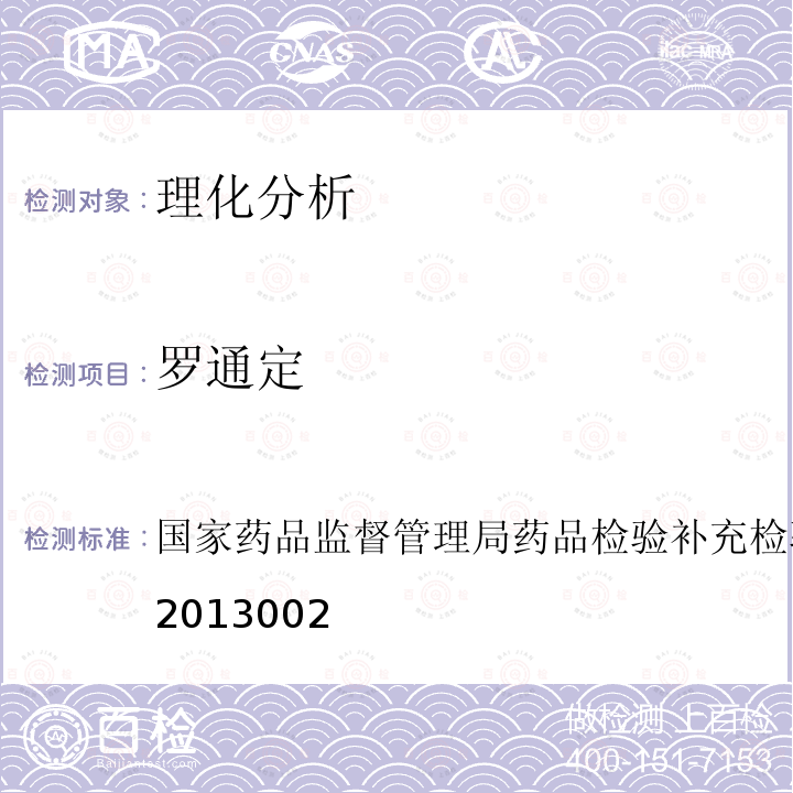 罗通定 国家药品监督管理局药品检验补充检验方法和检验项目批准件2013002 改善睡眠类中成药及保健食品中非法添加、青藤碱、文拉法辛补充检验方法