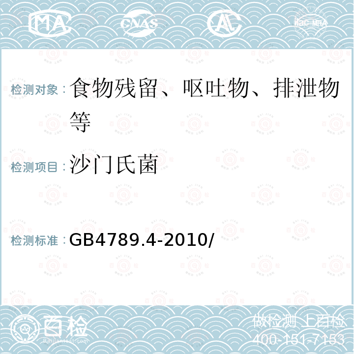 沙门氏菌 食品安全国家标准　食品微生物学检验　沙门氏菌检验