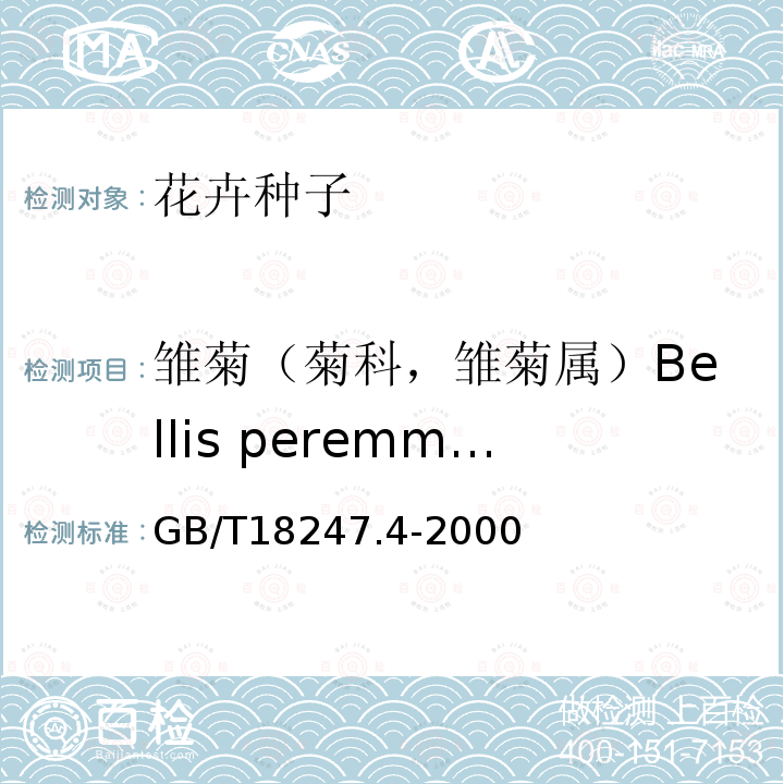 雏菊（菊科，雏菊属）Bellis peremmis L. 主要花卉产品等级第4部分：花卉种子