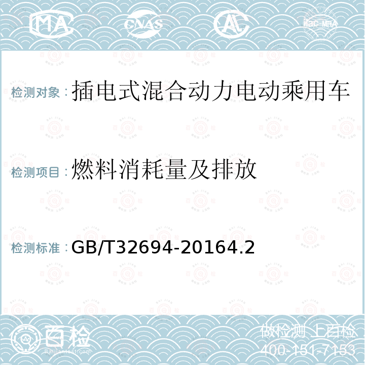 燃料消耗量及排放 插电式混合动力电动乘用车 技术条件