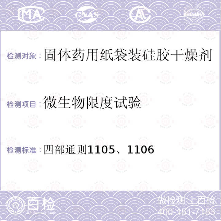 微生物限度试验 中华人民共和国药典2020年版