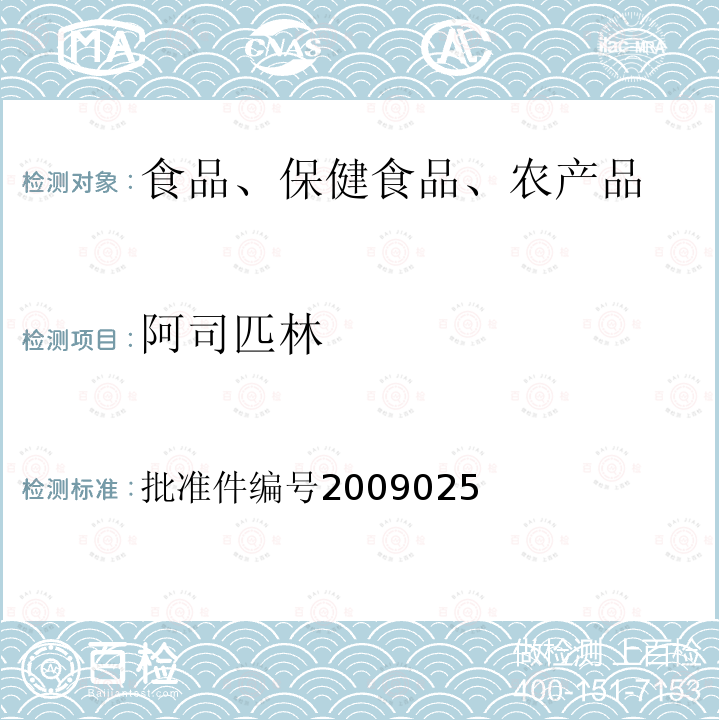 阿司匹林 国家食品药品监督管理局药品检验补充检验方法和检验项目批准件（抗风湿类中成药中非法添加化学药品补充检验方法）