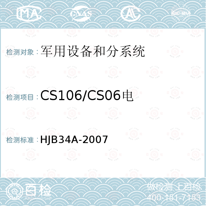 CS106/CS06
电源线尖峰信号
传导敏感度 舰船电磁兼容性要求