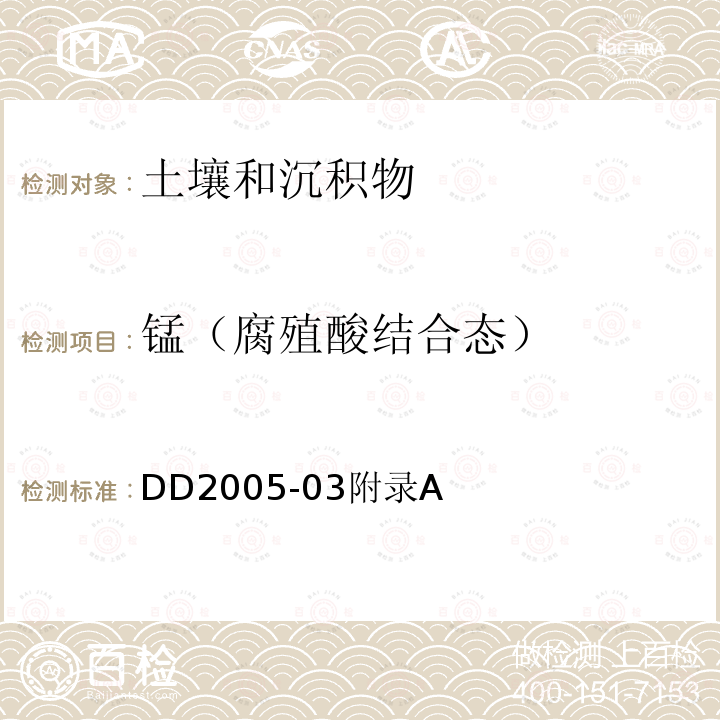 锰（腐殖酸结合态） 生态地球化学评价样品分析技术要求