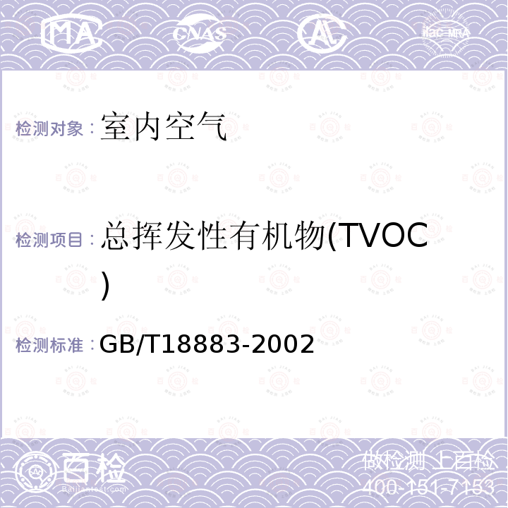 总挥发性有机物(TVOC) 室内空气质量标准 附录C（规范性附录）室内空气中总挥发性有机物(TVOC)的检验方法（热解吸/毛细管气相色谱法 ）